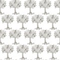 Decorative tree seamless monochrome pattern design element